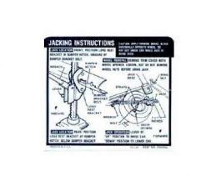 Camaro Jacking Instructions Decal, Trunk, Coupe, 1969