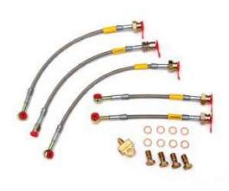 Camaro Braided Disc Brake Hose Kit, Stainless Steel, Goodridge, With Rear Disc Except 1LE, 1985-1988