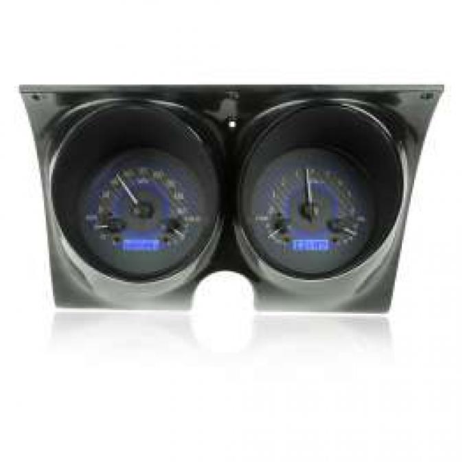 Camaro Analog Dash Gauges, Dakota Digital, Carbon Fiber With Blue Display, 1967-1968