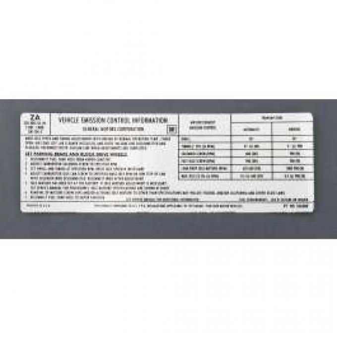 Camaro Emission Decal, Automatic Or Manual Transmission, US, 350ci & 400ci 2-Barrel Carb, 1974