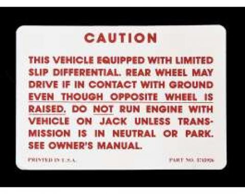 Camaro Posi-Traction Warning Trunk Decal, 1970