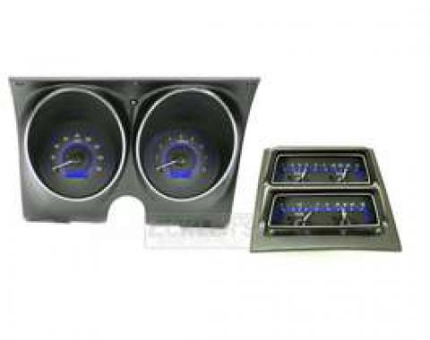 1968 Chevy Camaro Dakota Digital Dash With Console Gauges VHX System, Carbon Fiber Style Face, Blue Display