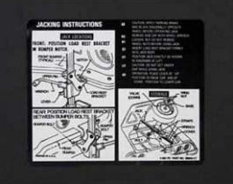 Camaro Jacking Instructions Decal, 1970