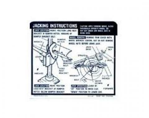 Camaro Jacking Instructions Decal, Trunk, Coupe, 1969
