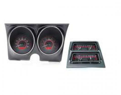 Camaro Analog Dash Gauges, Dakota Digital, Carbon Fiber With Red Display, 1968