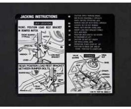 Camaro Jacking Instructions Decal, 1970