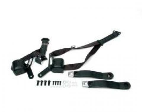 Camaro 3-Point Retractable Shoulder Harness/Seat Belt Kit, Morris Classic Concepts, Black, 1970-1973