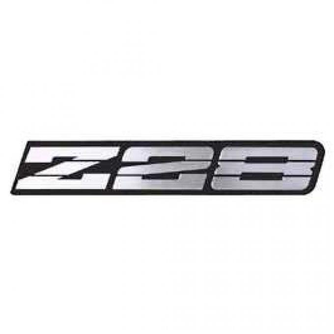 Camaro Rocker Panel Emblem, Z28, Silver, 1991-1992