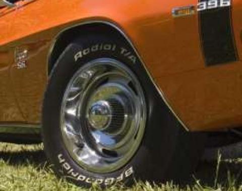 Camaro Rally Wheel Kit Staggered, Complete, With High Top Center Caps, 1968-1969