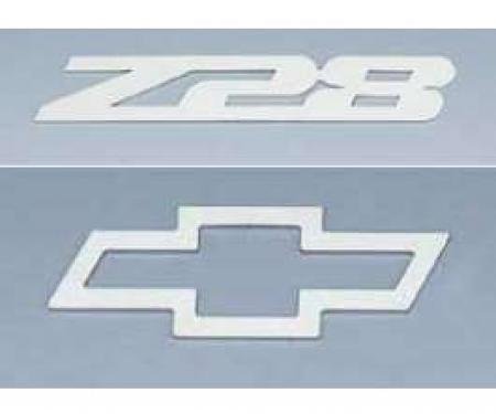 Camaro Emblem Set, Z28 & Outlined Bowtie, Stainless Steel, 1993-2002