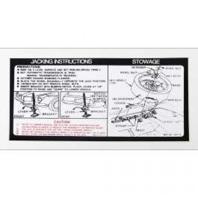 Camaro Jacking Instructions Decal, 1973