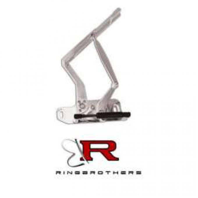 Camaro Hood Hinges, Billet Aluminum, Solid Frame, Natural, With Fiberglass Hood, 1970-1981