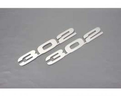 Camaro Hood Emblems, 302, Stainless Steel, 1967-1969