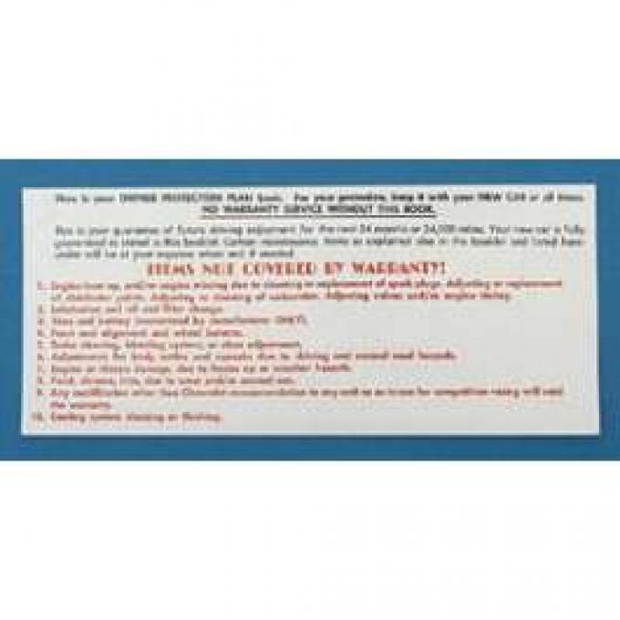 Camaro Warranty Card, 1967-1969