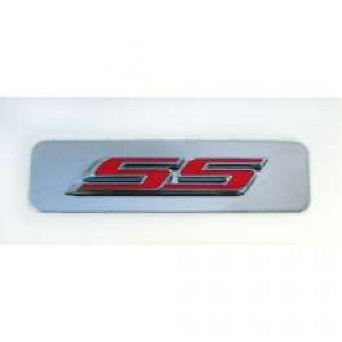 Camaro Engine Cover Emblem, Red SS With Stainless Name Plate, 2010-2014