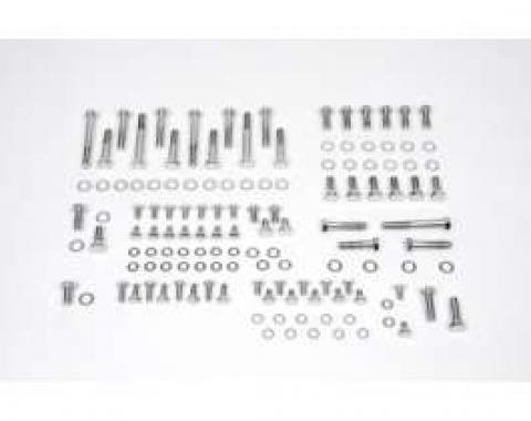 Camaro Engine Bolt Kit, Small Block, Chrome, For Cars With Stock Exhaust Manifolds, 1967-1969