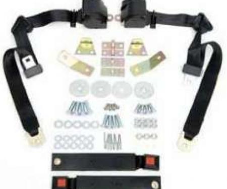 Camaro Shoulder Harness/Seat Belt Kit, 3-Point Retractable, With Black Buckle, 1967-1973