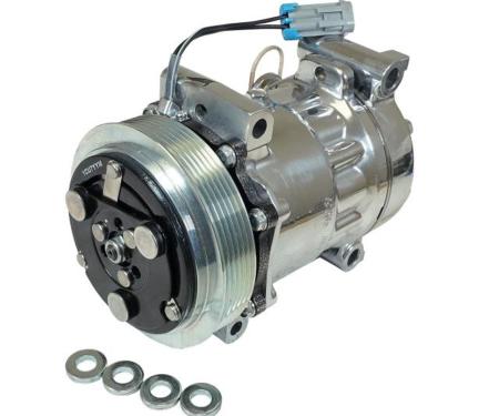 Vintage Air Sanden Direct GM Truck-SUV Replacement Compressor 6-Groove serpentine pulley Polished Finish 046441-MTQ