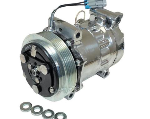 Vintage Air Sanden Direct GM Truck-SUV Replacement Compressor 6-Groove serpentine pulley Polished Finish 046441-MTQ