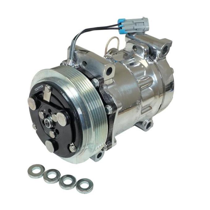 Vintage Air Sanden Direct GM Truck-SUV Replacement Compressor 6-Groove serpentine pulley Polished Finish 046441-MTQ