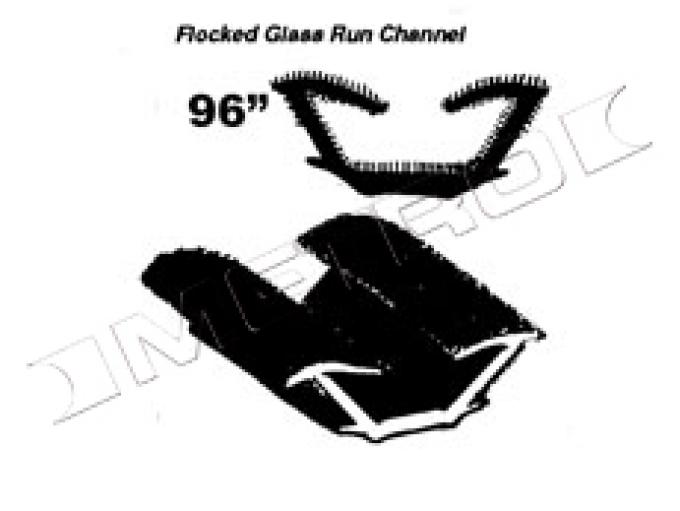 Flocked Glass Run Channel, for Models with Framed Side Glass, 96" Piece, 1965-1967