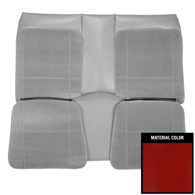 PUI Interiors 1981 Camaro Berlinetta Hardtop Bright Red Custom Cloth Rear Bench Seat Cover 79DSC77C