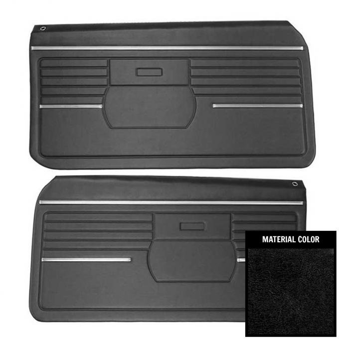 PUI Interiors 1968 Chevrolet Camaro Pre-Assembled Platinum Edition Black Front Door Panels 68FD10-P