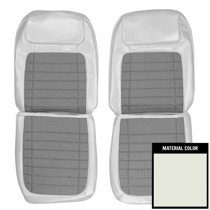 PUI Interiors 1968 Chevrolet Camaro Deluxe White Houndstooth Front Bucket Seat Covers 68HT37U