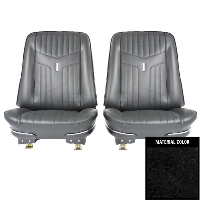 PUI Interiors 1969 Pontiac GTO Black Front Bucket Seat Covers 69GS10U