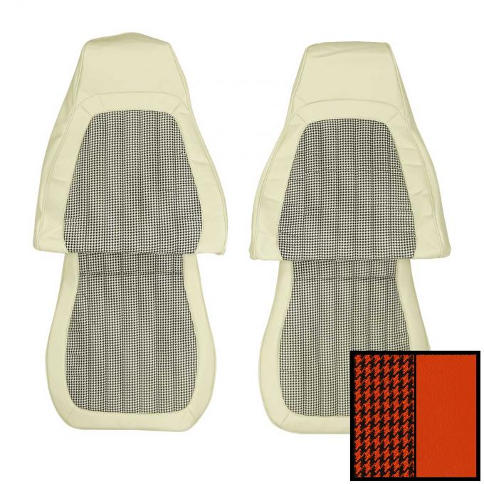 PUI Interiors 1993-02 Camaro Deluxe Orange W/Houndstooth Inserts Front Bucket Seat Covers 93FSPO26U