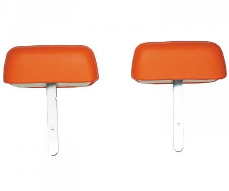 PUI Interiors 1969 Chevrolet Camaro Pre-Assembled Straight Bar Orange Headrests 69FH26U-PS