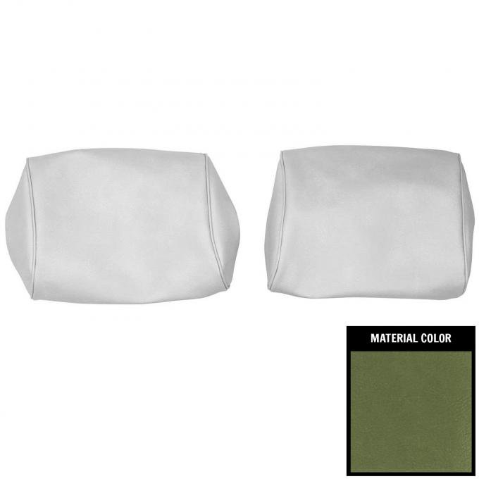 PUI Interiors 1968-1972 Chevelle/GTO/Cutlass/Skylark/Nova Green Bench Seat Head Rest Covers 68AH19B