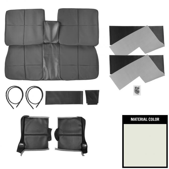 PUI Interiors 1967 Cadillac Deville White/Red Front Bench Seat W/Arm Rest Seat Cover 67QSD37B1