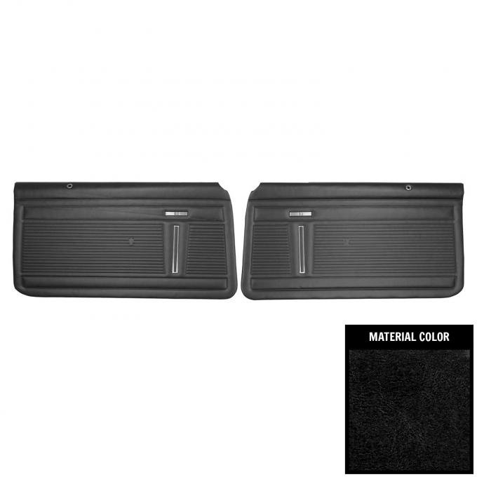 PUI Interiors 1971-1972 Nova 2-Door Sedan Standard Pre-Assembled Black Front Door Panels PD350