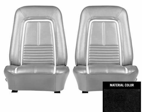 PUI Interiors 1967 Chevrolet Camaro Deluxe Black & White Front Bucket Seat Covers 67DS10U