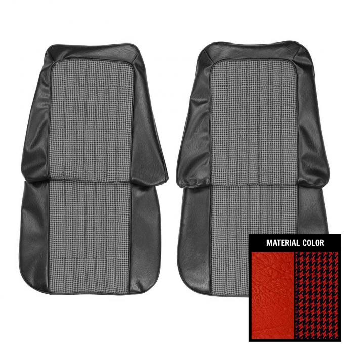 PUI Interiors 1971-1972 Chevrolet Truck Bright Red Houndstooth Front Bucket Seat Covers 71TSD32U