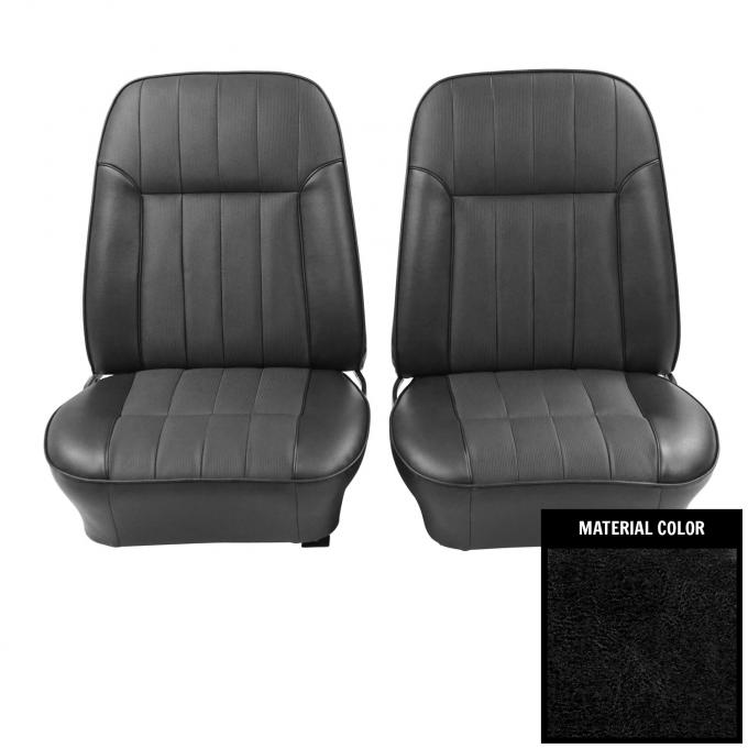 PUI Interiors 1968-1969 Pontiac Firebird Deluxe Black Front Bucket Seat Covers 68HS10US