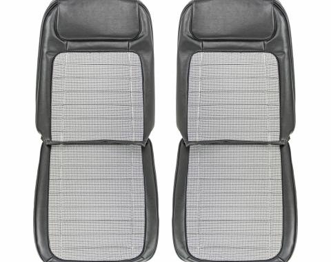 PUI Interiors 1968 Chevrolet Camaro Deluxe Black Houndstooth Front Bucket Seat Covers 68HT10U