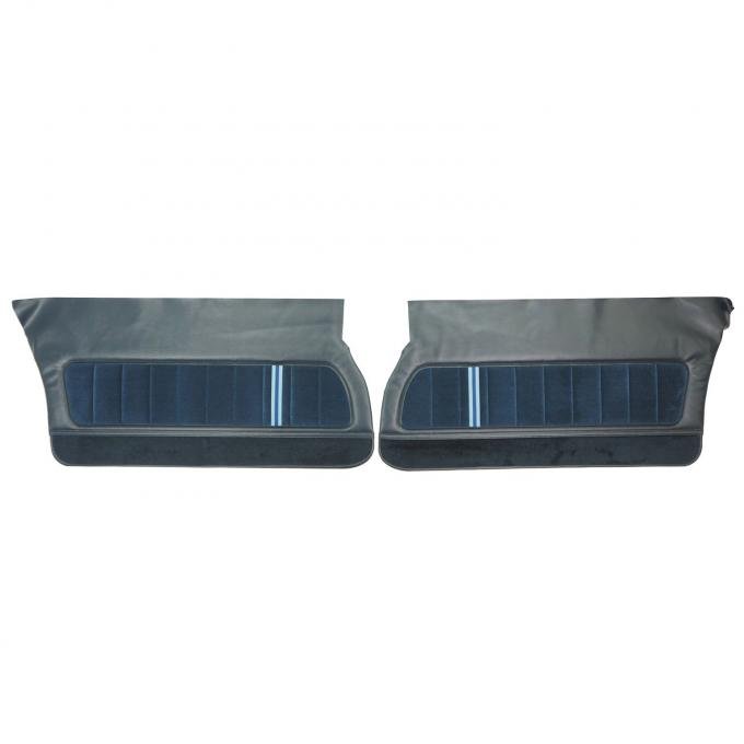 PUI Interiors 1980-1981 Camaro Berlinetta/LT Custom Cloth Navy Blue Front Door Panels 80FDLTC18