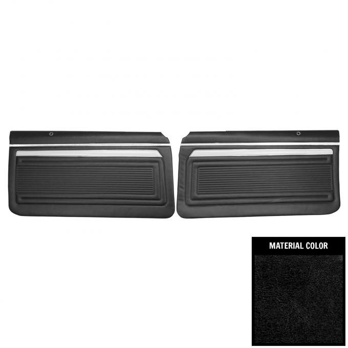PUI Interiors 1969 Chevrolet Nova/SS/Custom 2-Door Sedan Pre-Assembled Black Front Door Panels PD330