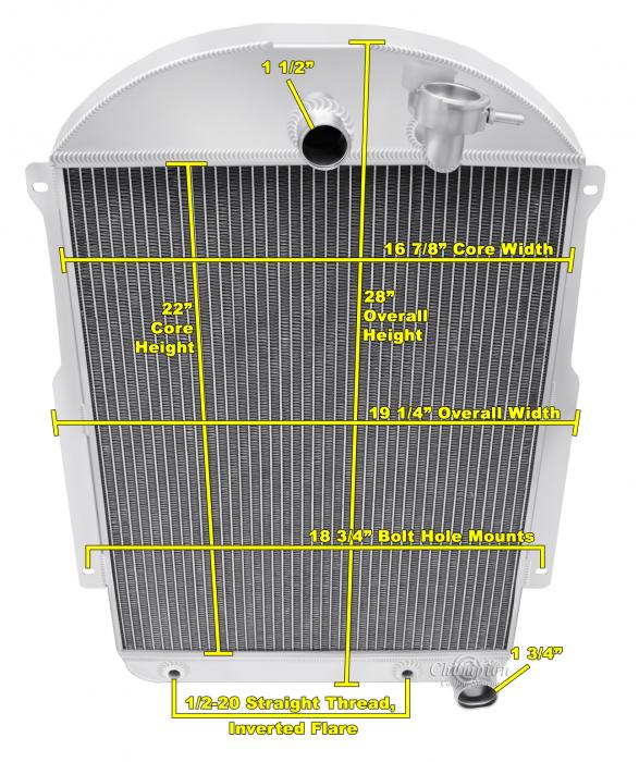 Ch.35 Radiator Champion Cooling 3 Row All Aluminum Radiator Made With Aircraft Grade ...