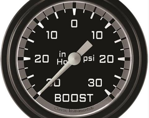 Classic Instruments Autocross Gray 2 5/8" Boost/Vacuum Gauge AX341GBLF
