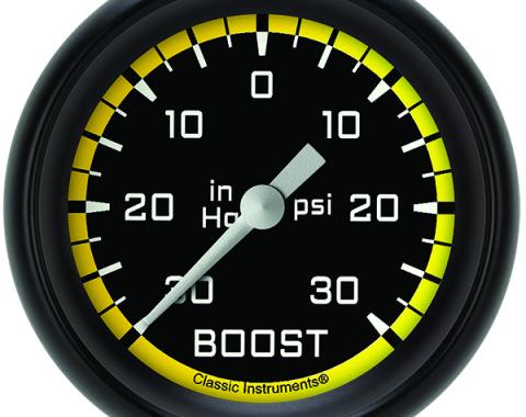 Classic Instruments Autocross Yellow 2 5/8" Boost/Vac Gauge AX341YBPF