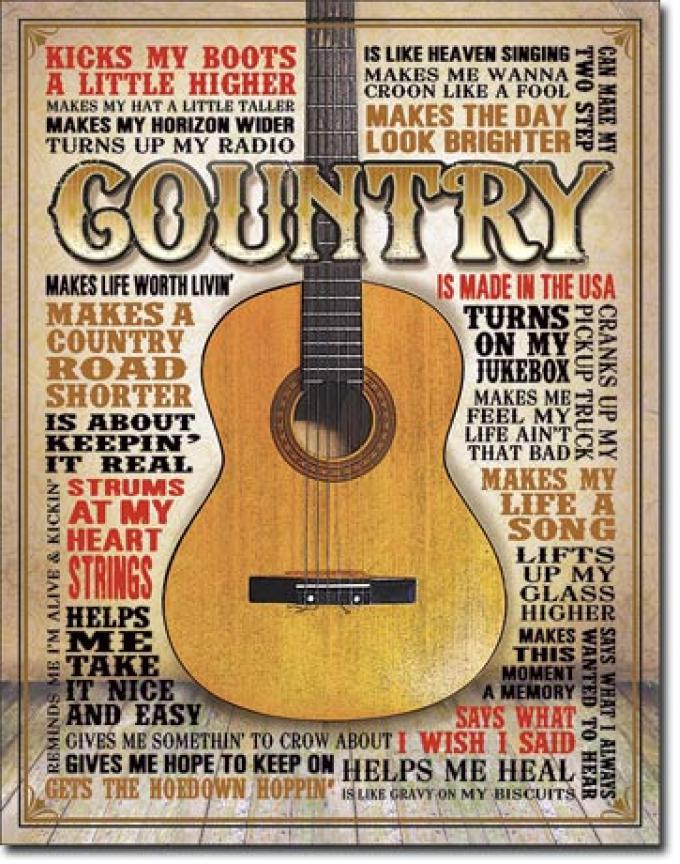 Tin Sign, Country - Made in America