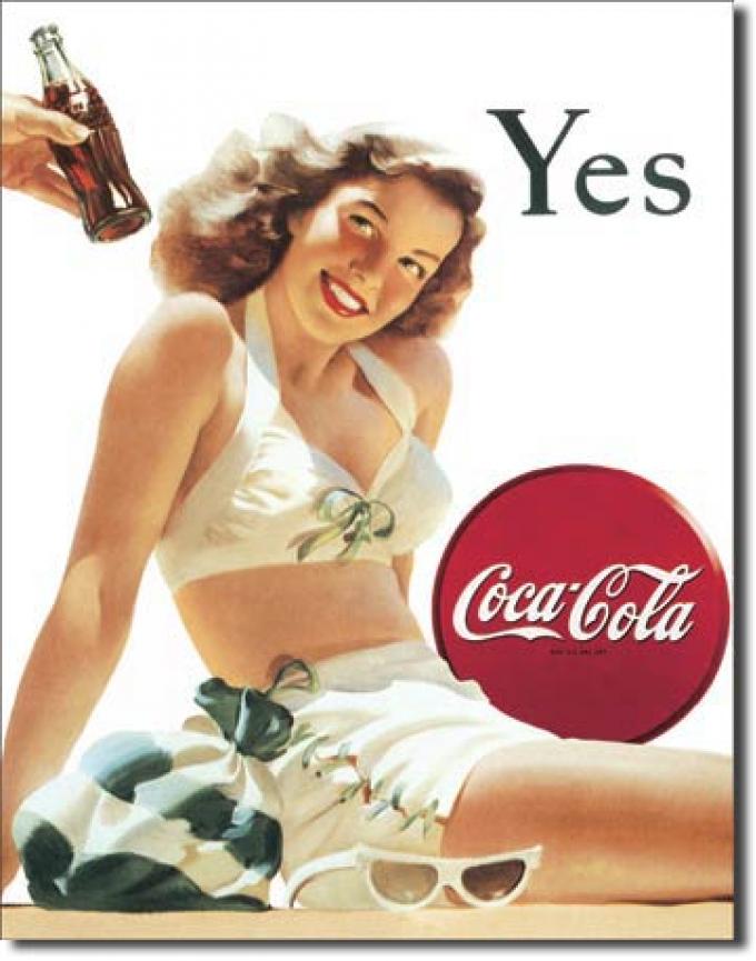 Tin Sign, COKE - White Bathing Suit