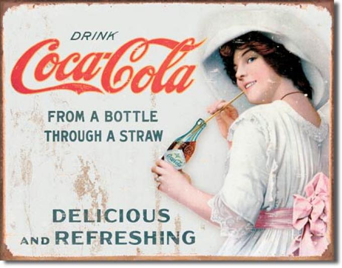 Tin Sign, COKE - Thru a Straw