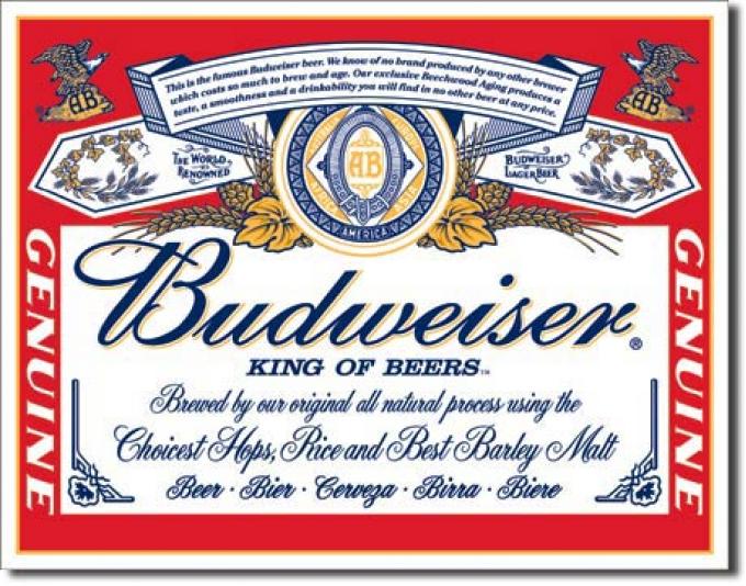 Tin Sign, Budweiser - Label