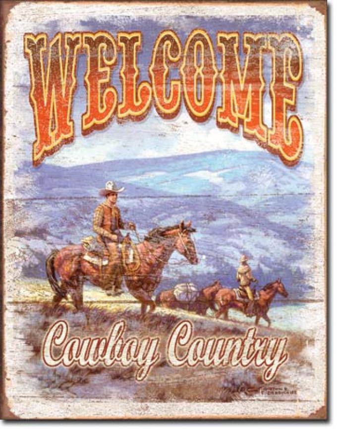 Tin Sign, Welcome - Cowboy Country