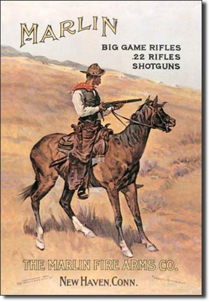 Tin Sign, Marlin/ Cowboy on Horse