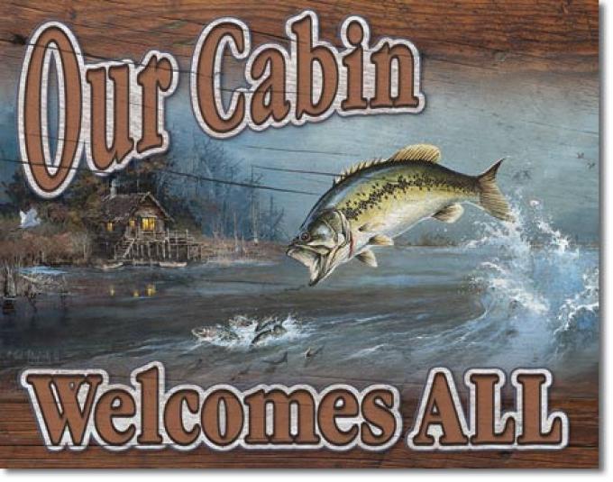 Tin Sign, Our Cabin Welcomes All